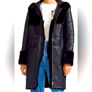 GWETTE long shearling coat - 100% lamb